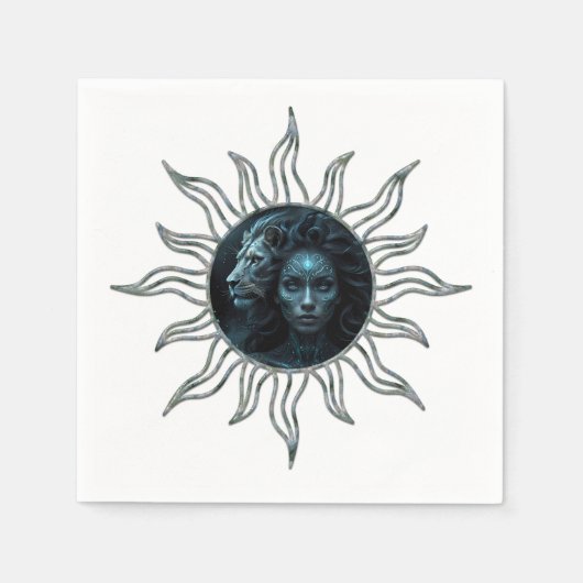 Mystical connection,  mystical woman and the lion. serviette (Vorderseite)