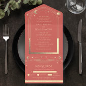 Mystical Coral Gold Celestial Sun Moon Stars All In One Einladung