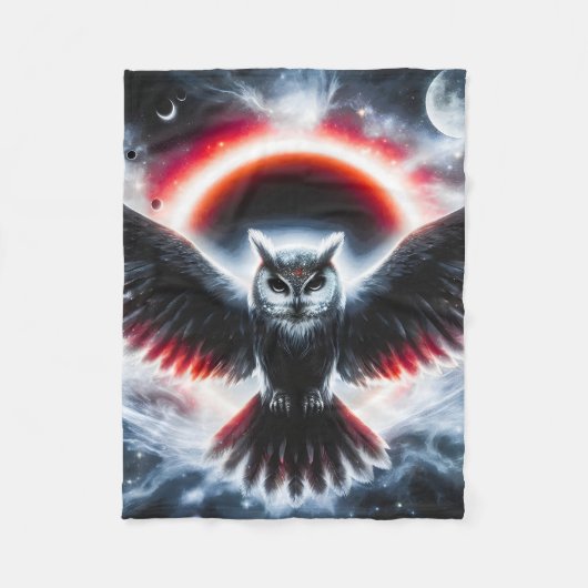 Mystical Cosmic Celestial Owl Fleecedecke (Vorderseite)