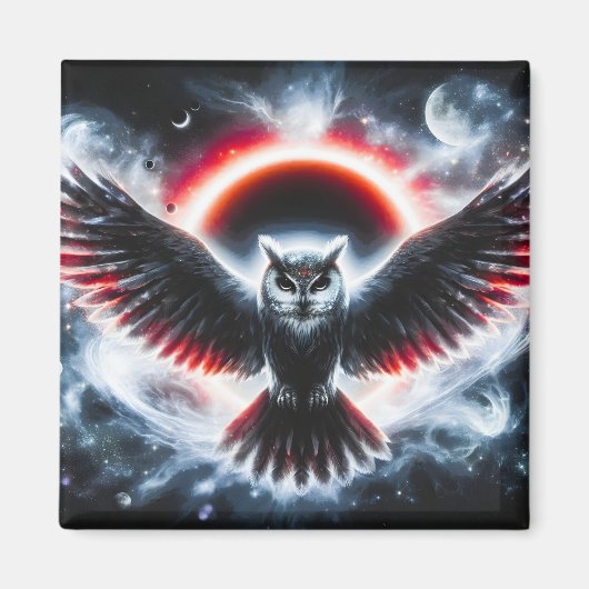 Mystical Cosmic Celestial Owl Magnet (Vorne)