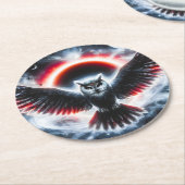 Mystical Cosmic Celestial Owl Runder Pappuntersetzer (Angewinkelt)