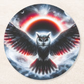 Mystical Cosmic Celestial Owl Runder Pappuntersetzer (Vorderseite)