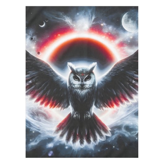 Mystical Cosmic Celestial Owl Tischdecke (Vorderseite)