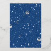 Mystical Crescent Moon Starry Night Boho Wedding Folieneinladung (Rückseite)