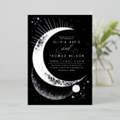 Mystical Crescent Moon Starry Night Boho Wedding Folieneinladung (Stehend vorne)