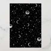 Mystical Crescent Moon Starry Night Boho Wedding Folieneinladung (Rückseite)