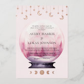 Mystical Crescent Moon Wedding Folieneinladung (Vorderseite)