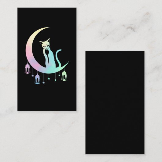 Mystical Crescent Moon Wicca Pastel Goth Cat Visitenkarte (Vorne/Hinten)