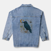 Mystical Crow Embroidered Look Jeansjacke (Rückseite)