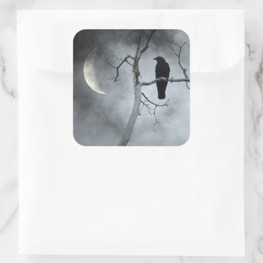 Mystical Crow Quadratischer Aufkleber (Tasche)