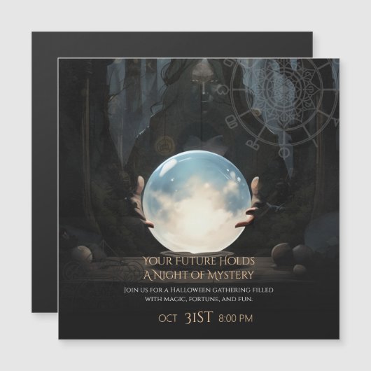 Mystical Crystal Ball Fortune Teller Halloween Magneteinladung (Vorne/Hinten)