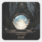 Mystical Crystal Ball Fortune Teller Halloween Quadratischer Aufkleber (Vorderseite)