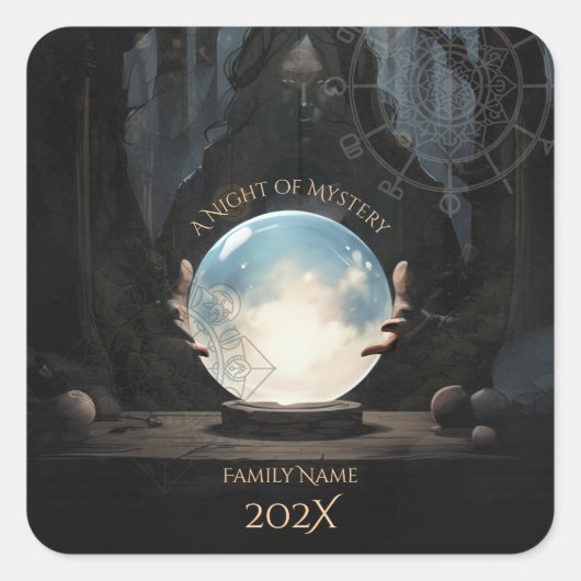 Mystical Crystal Ball Fortune Teller Halloween Quadratischer Aufkleber (Vorderseite)