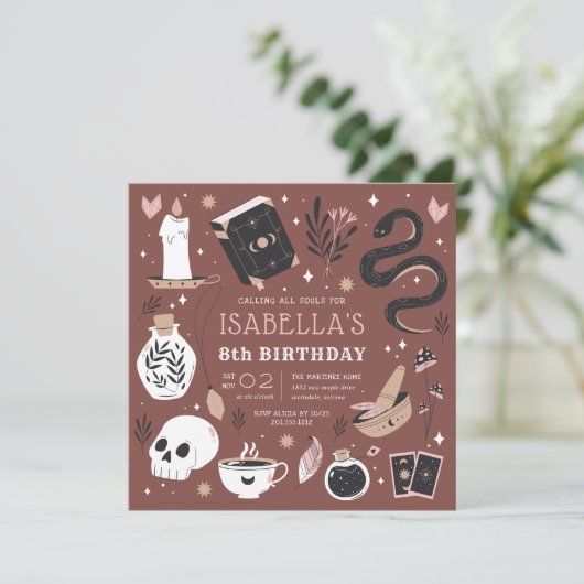 Mystical Crystal Fortune Teller Birthday Party Einladung (Stehend Vorderseite)