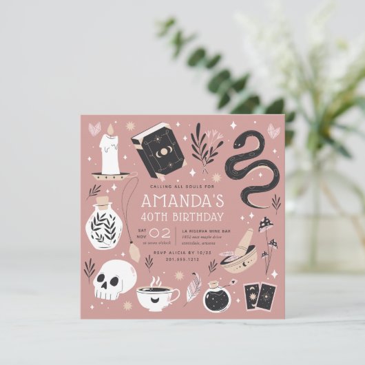 Mystical Crystal Fortune Teller Birthday Party Einladung (Stehend Vorderseite)