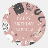 Mystical Crystal Fortune Teller Birthday Party Runder Aufkleber (Vorderseite)