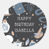 Mystical Crystal Fortune Teller Birthday Party Runder Aufkleber (Vorderseite)