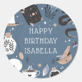 Mystical Crystal Fortune Teller Birthday Party Runder Aufkleber (Vorderseite)