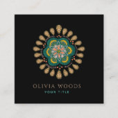 Mystical Dark Boho Floral Mandala Quadratische Visitenkarte (Vorderseite)