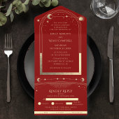 Mystical Dark Red Gold Sun Moon Stars All In One Einladung