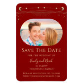 Mystical Dark Red Gold Sun Moon Stars Celestis Magnet (Vertikal)