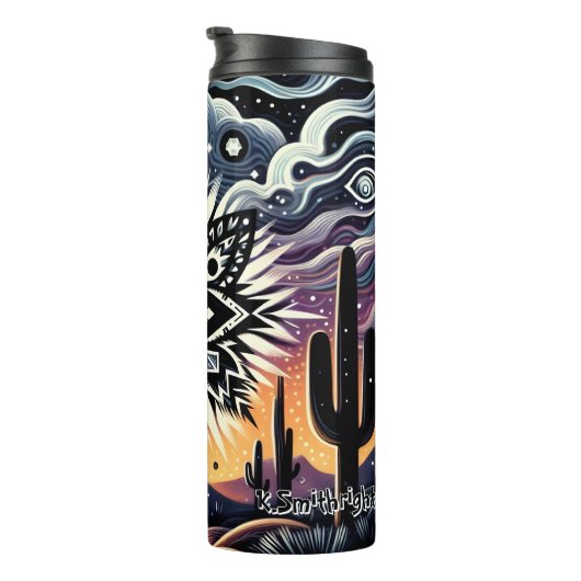 Mystical Desert Tribal Mandala Art Thermosbecher (Nach rechts gedreht)