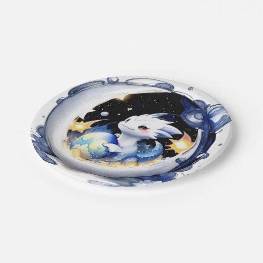 Mystical Dragon Baby Dusche Pappteller (Schrägansicht)