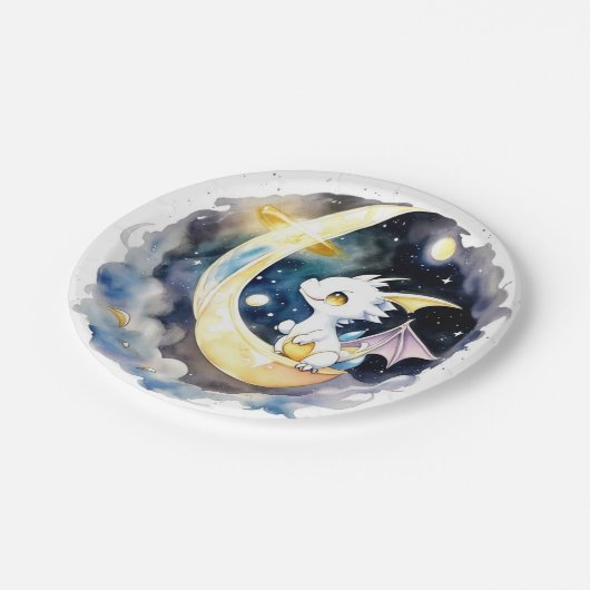 Mystical Dragon Baby Dusche Pappteller (Schrägansicht)