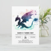 Mystical Dragon Birthday individuell anpassbar Einladung (Stehend Vorderseite)