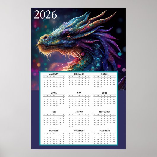 Mystical Dragon Fantasy Calendar 2026 Poster (Vorne)