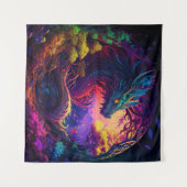 Mystical Dragon Fantasy Colorful Cloud Wandteppich (Vorderseite (Horizontal))