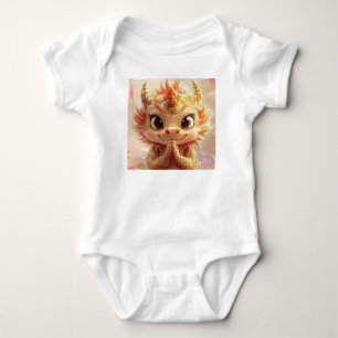 Mystical Dragon on Lotus - Baby Bodysuit Strampler