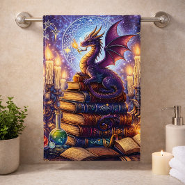 Mystical Dragon Wizard Books Badhandtuch Set