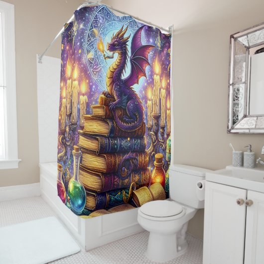 Mystical Dragon Wizard Books Duschvorhang (Beispiel)