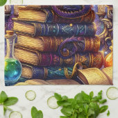 Mystical Dragon Wizard Books Geschirrtuch (Gefaltet)