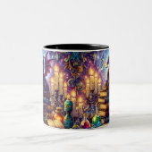 Mystical Dragon Wizard Books Zweifarbige Tasse (Mittel)
