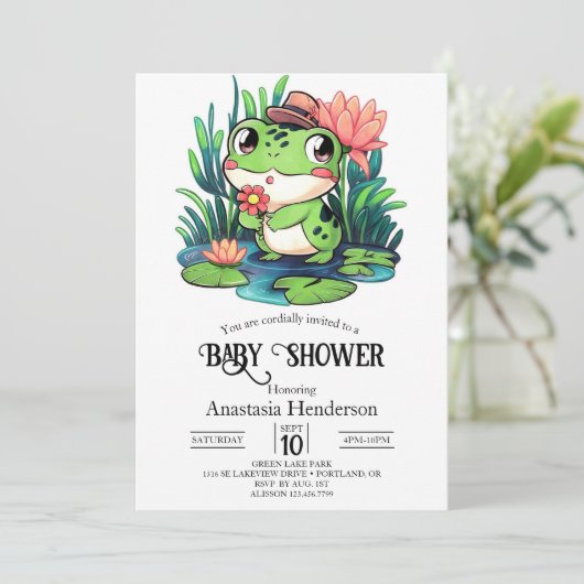 Mystical Dreamy Frog Baby Shower Einladung (Stehend Vorderseite)