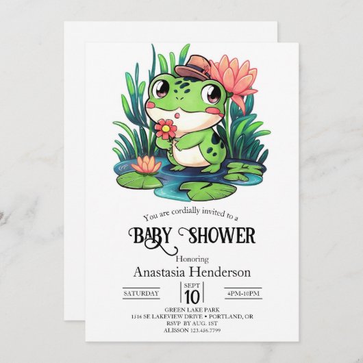 Mystical Dreamy Frog Baby Shower Einladung (Vorne/Hinten)