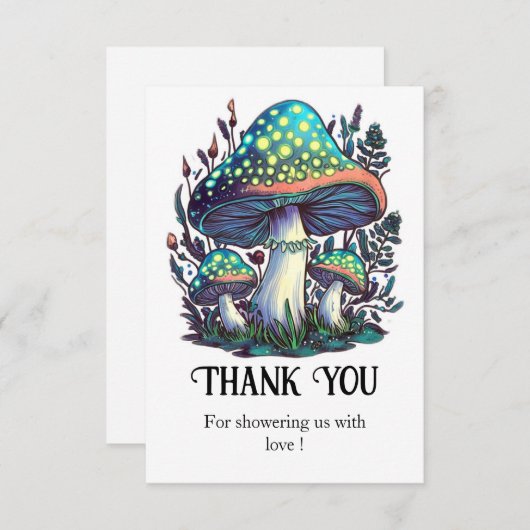 Mystical Dreamy Mushroom Baby Dusche Dankeskarte (Vorne/Hinten)