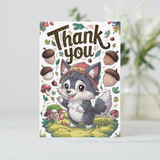 Mystical Dreamy Wolf Dankeskarte (Stehend Vorderseite)