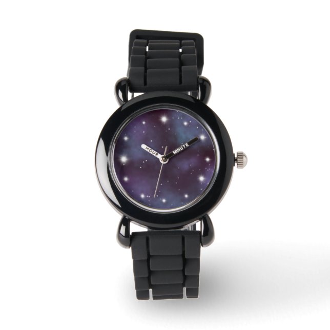 Mystical Dusty Violet Galaxy Armbanduhr (Vorderseite)