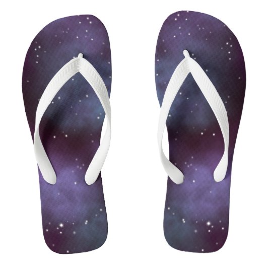 Mystical Dusty Violet Galaxy Badesandalen (Fußbett)