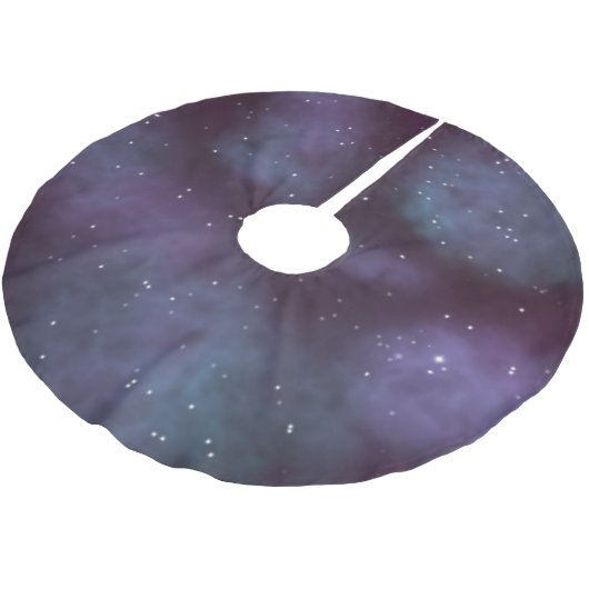 Mystical Dusty Violet Galaxy Polyester Weihnachtsbaumdecke (Schrägansicht)