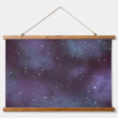 Mystical Dusty Violet Galaxy Wandteppich Mit Holzrahmen (Vorne)