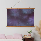 Mystical Dusty Violet Galaxy Wandteppich Mit Holzrahmen (Schlafzimmer)
