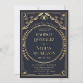 Mystical Elegant Gold Navy Tarot Gothic Wedding Einladung (Vorderseite)