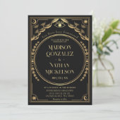 Mystical Elegant Gold Tarot Gothic Wedding Einladung (Stehend Vorderseite)
