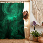 Mystical Emerald Green Swirl Abstract Duschvorhang