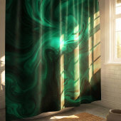 Mystical Emerald Green Swirl Abstract Duschvorhang