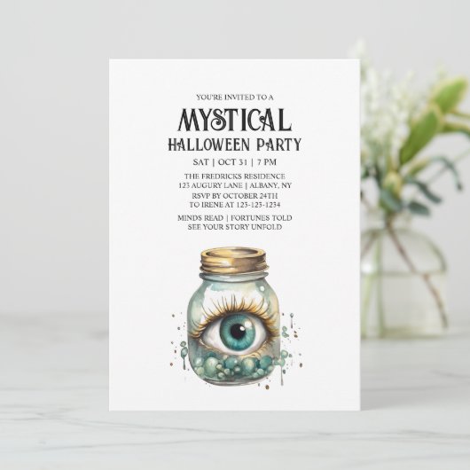 Mystical Eye Fortune Spooky Mint Halloween-Party Einladung (Stehend Vorderseite)